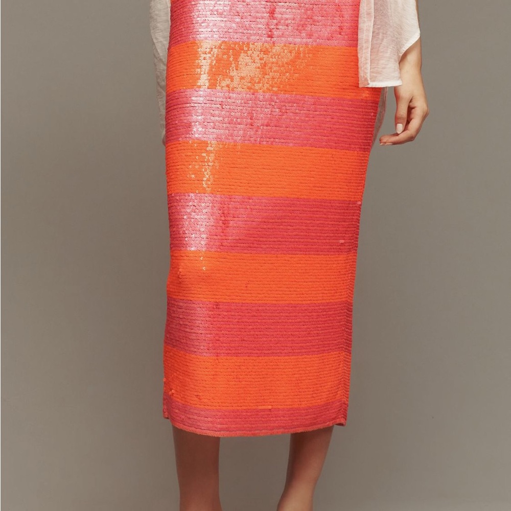PLEASE DONT BUY Sequin Striped Orange and Pink Skirt